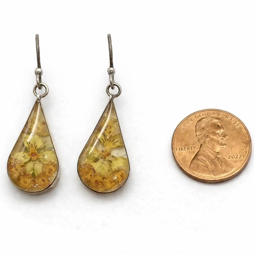 NWT Floral Teardrop Earrings with Yellow Accents